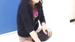 Kinky Asian brunette soaking clothes during photoshoot