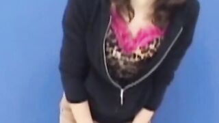 Kinky Asian brunette soaking clothes during photoshoot