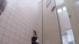 Asian beauties showing pussies while peeing in toilet