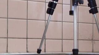 Asian beauties showing pussies while peeing in toilet