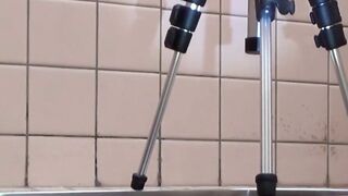 Asian beauties showing pussies while peeing in toilet