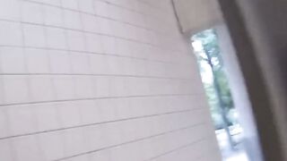 Asian beauties showing pussies while peeing in toilet