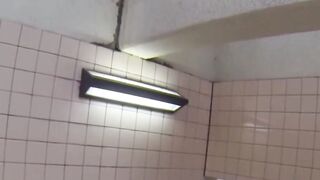 Asian beauties showing pussies while peeing in toilet