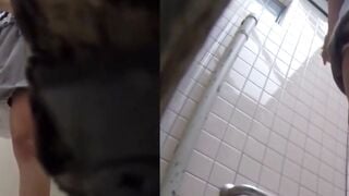 Asian beauties showing pussies while peeing in toilet