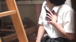 Japanese girl gets playful in hostel on secret recording
