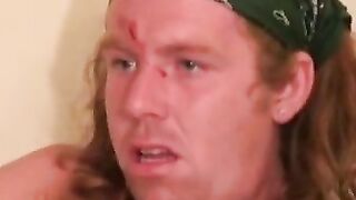 Long haired ginger amateur jerks off solo on camera