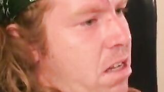 Long haired ginger amateur jerks off solo on camera