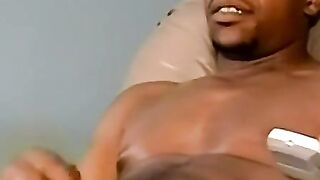 JoeSchmoeXXX.com - Hunky black dude jerks off and cums while sucked by old man with s