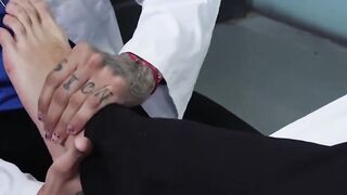 Amone Bane foot fucked by Rikk York while erupting