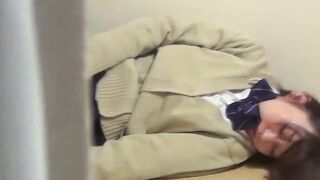 Japanese girl caught enjoying alone time in a quiet library
