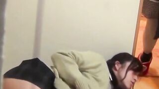 Japanese girl caught enjoying alone time in a quiet library