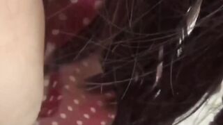 Naughty Japanese girl rubbing pussy on knobby bump