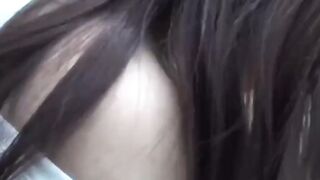 Naughty Japanese girl rubbing pussy on knobby bump