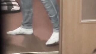 Japanese couple shares an intimate moment while watched