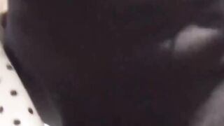 Adorable Asian girl rubbing hairy pussy outdoor