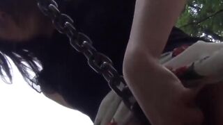 Kinky Asian girl peeing relentlessly in public