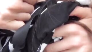 Nasty Japanese kinkster girl peeing in public