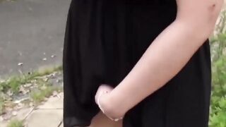 Lustful Japanese girl rubs her pussy around the park