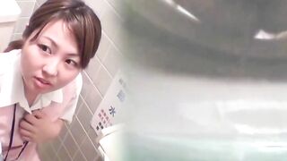 Cute Asian staff dump varied streams in the office toilet