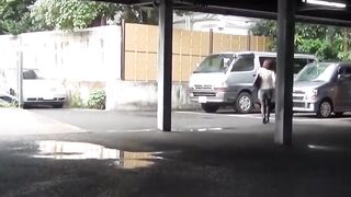 Street squatters pee in secluded alley and walk off wet