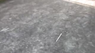 Street squatters pee in secluded alley and walk off wet