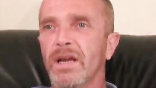 Mature amateur man jerks his small hairy dick and cums