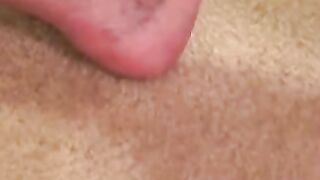 Bearded tattooed mature guy strokes cock and cums on self
