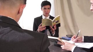 Twinks Gabriel and Bruno threesome breed with Troy