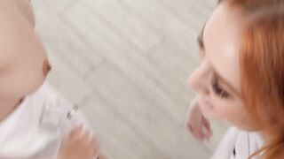 Petite babes Scarlet Skies and Selina Imai has perfect cock riding skills