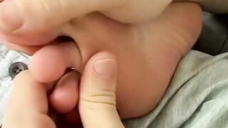 PJ Adams wanks cum over his foot after fucking his friend