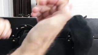 Daddy Texas giggling under the expert tickler's fingers