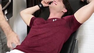 Daddy Texas giggling under the expert tickler's fingers