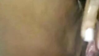 Ebony Plays with Dildo on Webcam