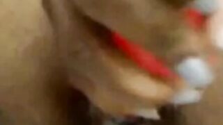 Ebony Plays with Dildo on Webcam