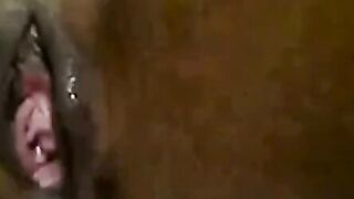 Ebony Plays with Dildo on Webcam