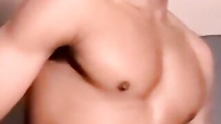 Athletic black BBC camera stroking to climax pride