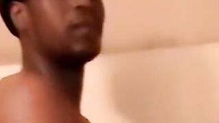 Athletic black BBC camera stroking to climax pride