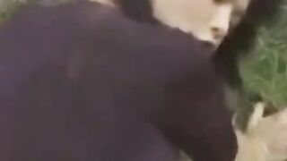 Asian Amateur Couple's Outdoor Fun Hoe 2
