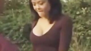 Asian Amateur Couple's Outdoor Fun Hoe 2