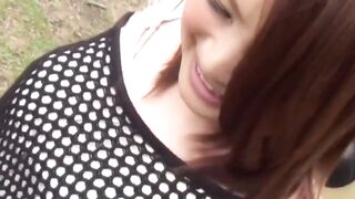Pretty Tokyo girl rides a playground climber and pees after