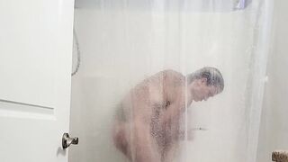Big-titted babe's shower show
