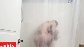 Big-titted babe's shower show