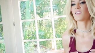 Blonde mom in lingerie seduces stepson for creampie