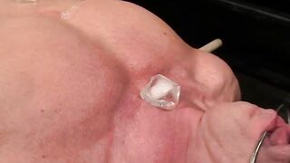 MuscleJockBound.com - Dire Callahan drips ice on restrained muscular body