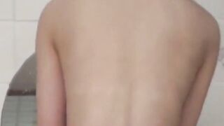 Peeping films trio tiny Japanese blasting pee in bath