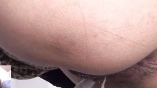 Japanese vixens spray urine from bushy slits in the restroom