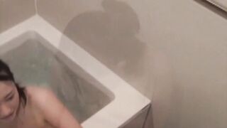 Cam films cutie soaping tits and furry pussy in the bath
