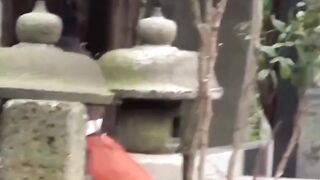Pretty Asian lifts skirt and floods rack with golden piss