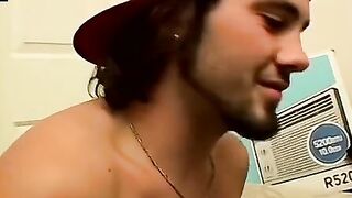Straight thug fists his cock until explosive orgasm