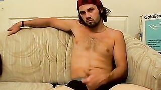 Straight thug fists his cock until explosive orgasm